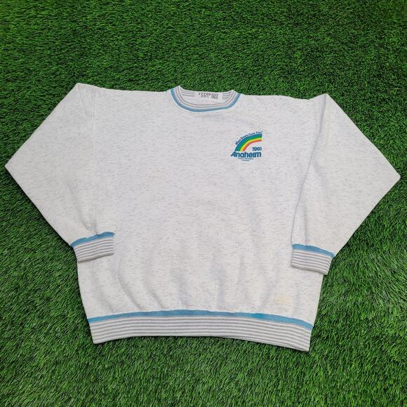 Vintage 1991 Anaheim Sweatshirt Women L/XL 24x23 Ringer Baggy - Picture 1 of 15